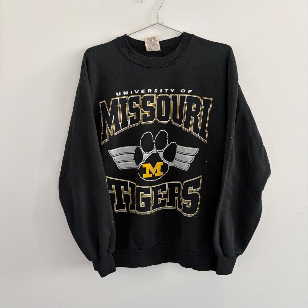 Vintage 1998 Red Oak University of Missouri Tigers Sweatshirt Mens Large Black